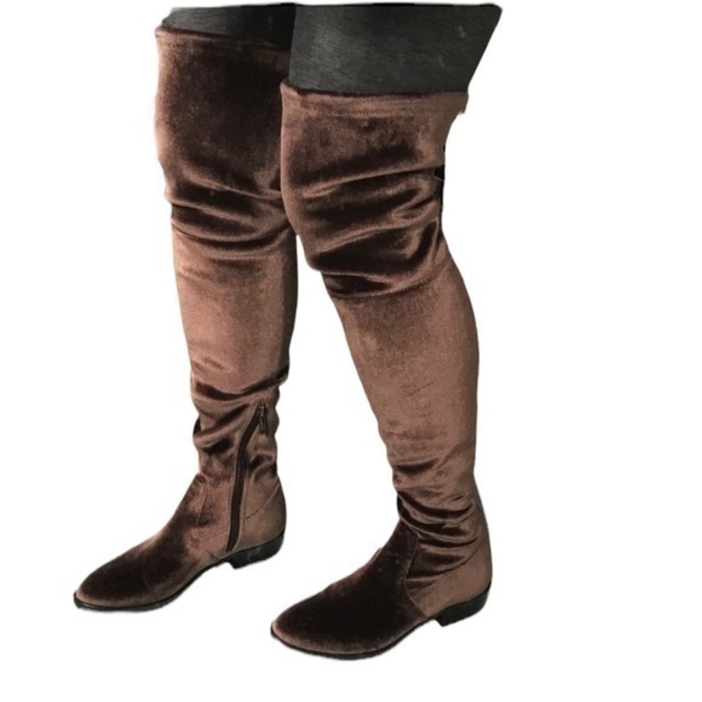 Sam Edelman Velvet Over the Knee Boots Brown Size 9 New